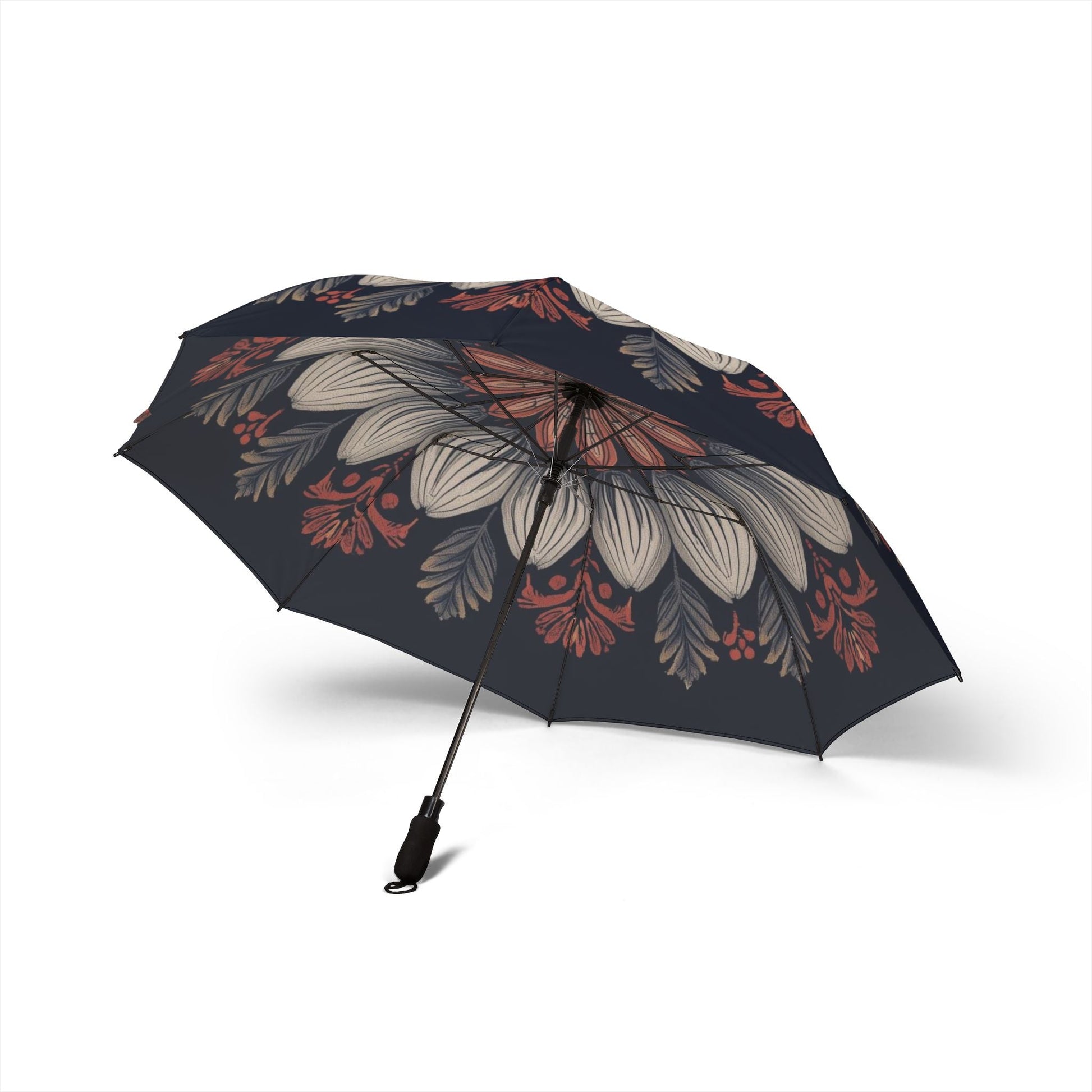 Halbautomatischer Falt - Regenschirm mit floralem Design - Familientruhe