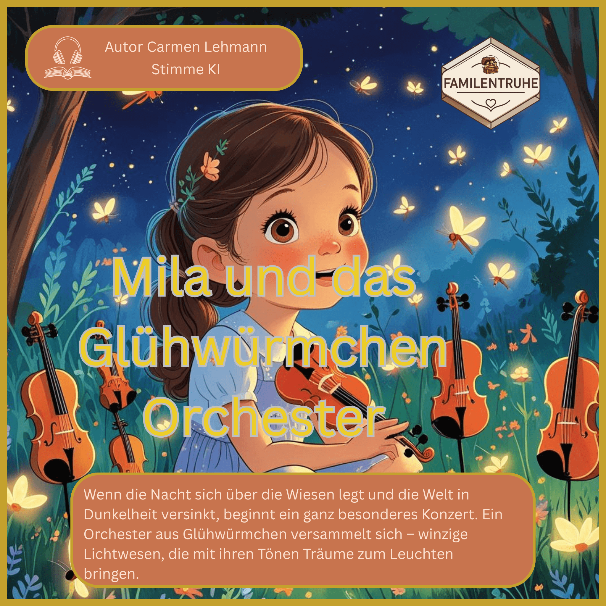 Hörbuch- Mila und das Glühwürmchen Orchester - Kinderbuch über Musik und Freundschaft in einer Sommernacht.