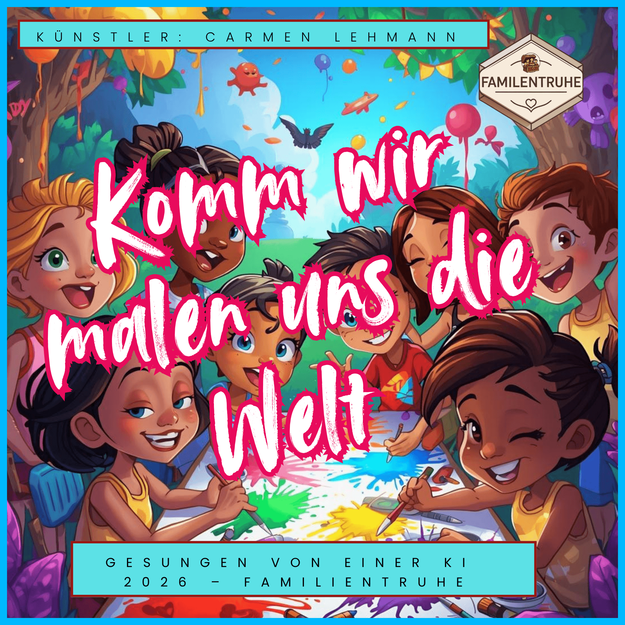 Kinderlied- Komm wir malen uns die Welt - Kreatives Kinderlied mit fantasievollen Kindern beim Malen.