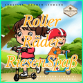 Kinderlied-Roller Räder Riesen Spaß - fröhliche Kinder auf Rollern im Park