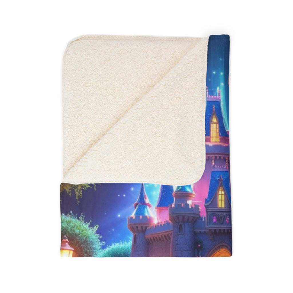 Kuschelige Märchen - Fleece - Sherpa - Decke mit bezauberndem Schloss - Design - Familientruhe