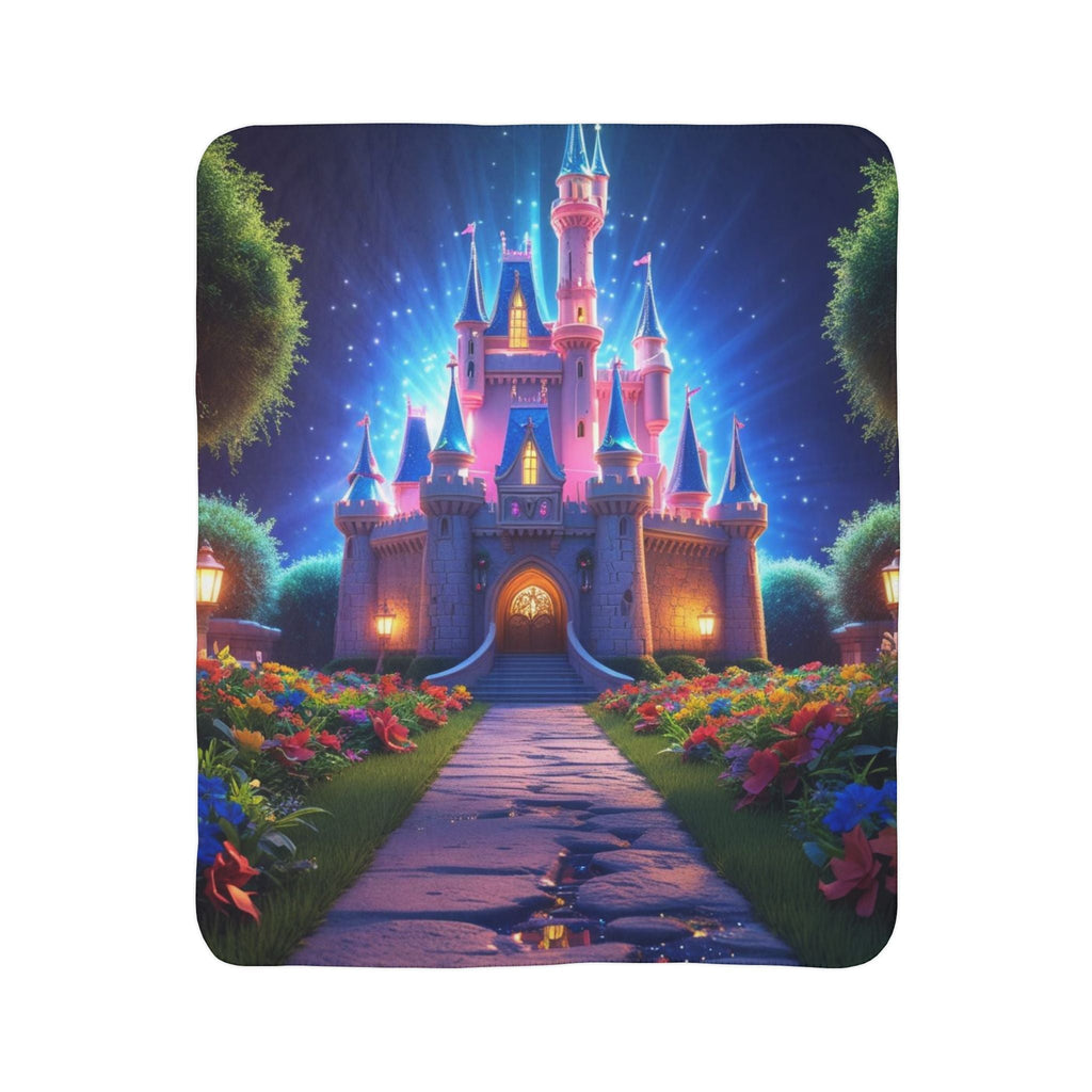 Kuschelige Märchen - Fleece - Sherpa - Decke mit bezauberndem Schloss - Design - Familientruhe