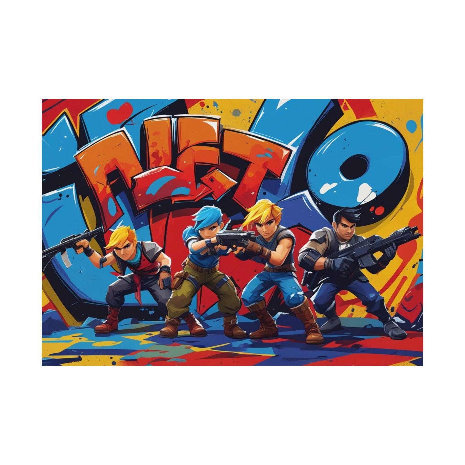 Lebendige Satin - Poster für Gamer, bunte Wandkunst - Familientruhe