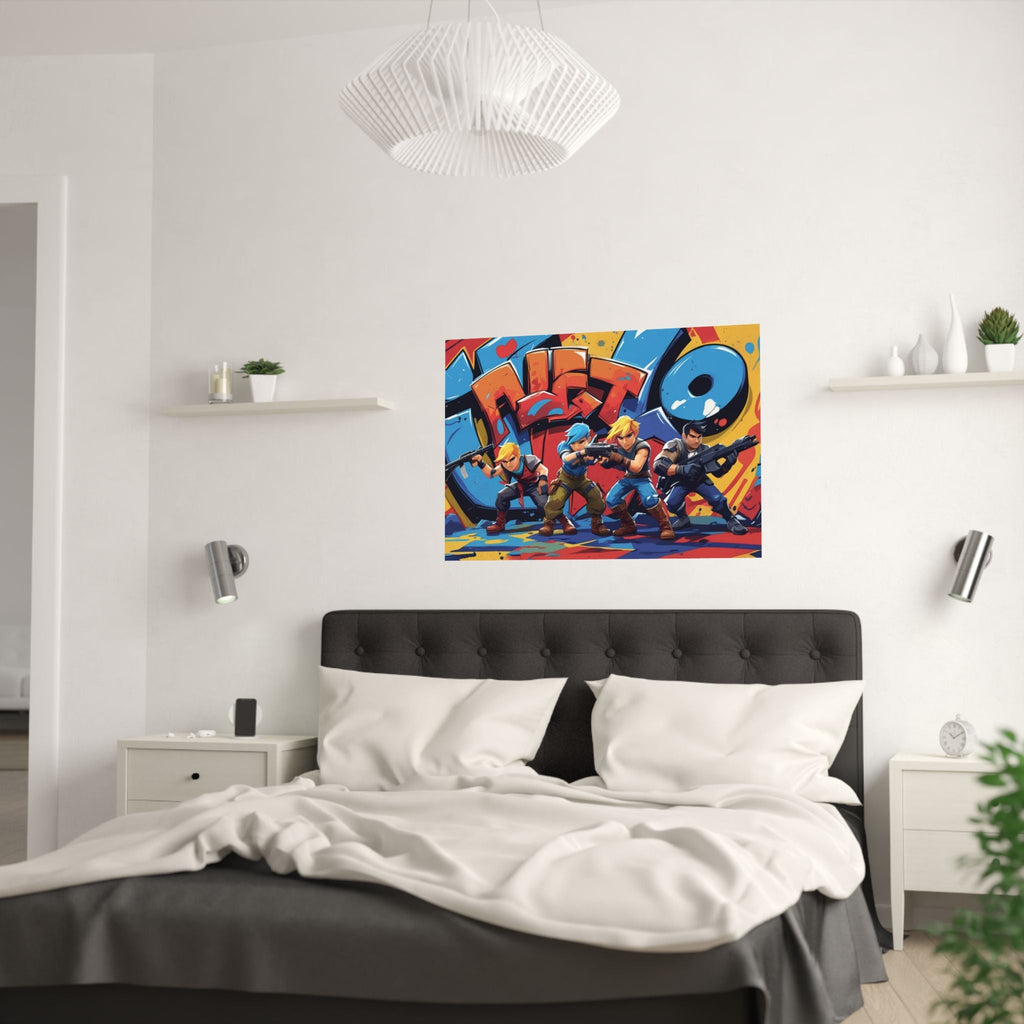 Lebendige Satin - Poster für Gamer, bunte Wandkunst - Familientruhe