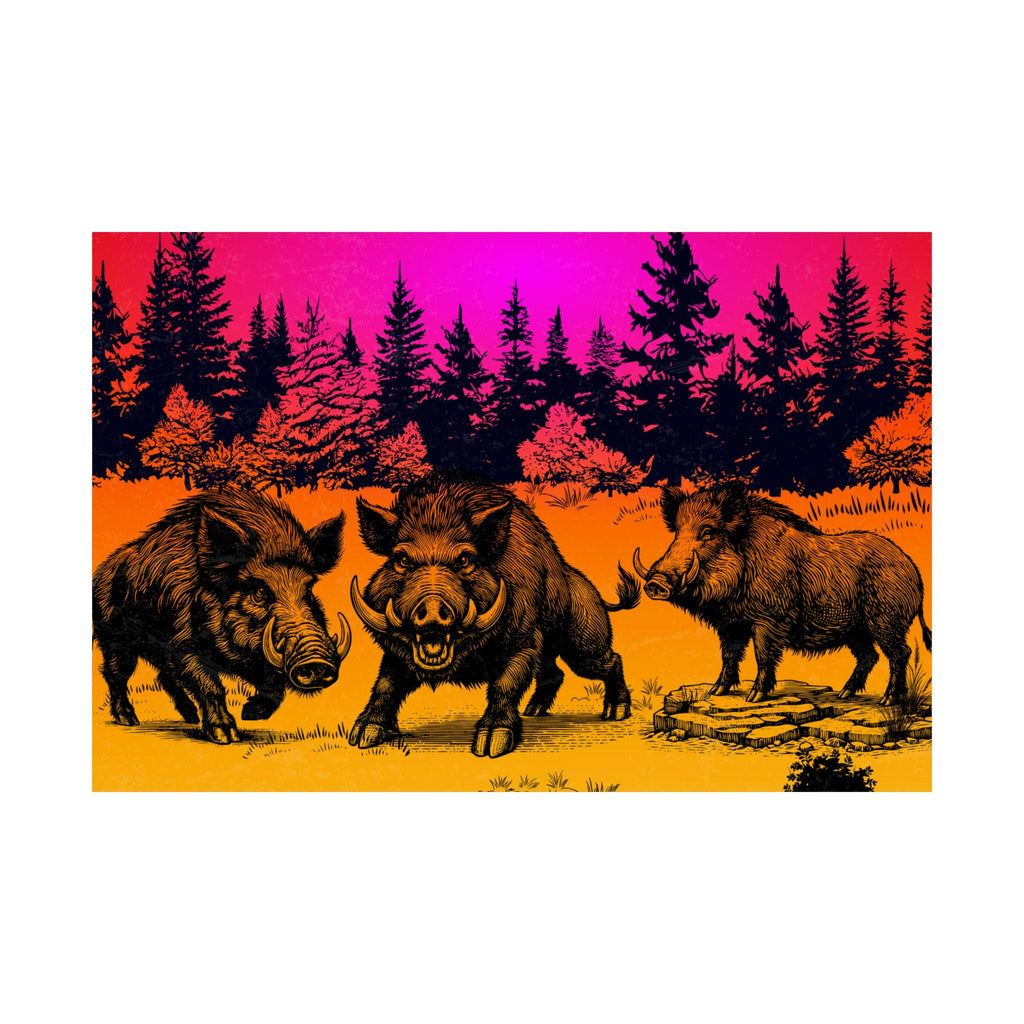 Lebendige Wildschwein Kunstdrucke, Wildtier Wanddekoration - Familientruhe