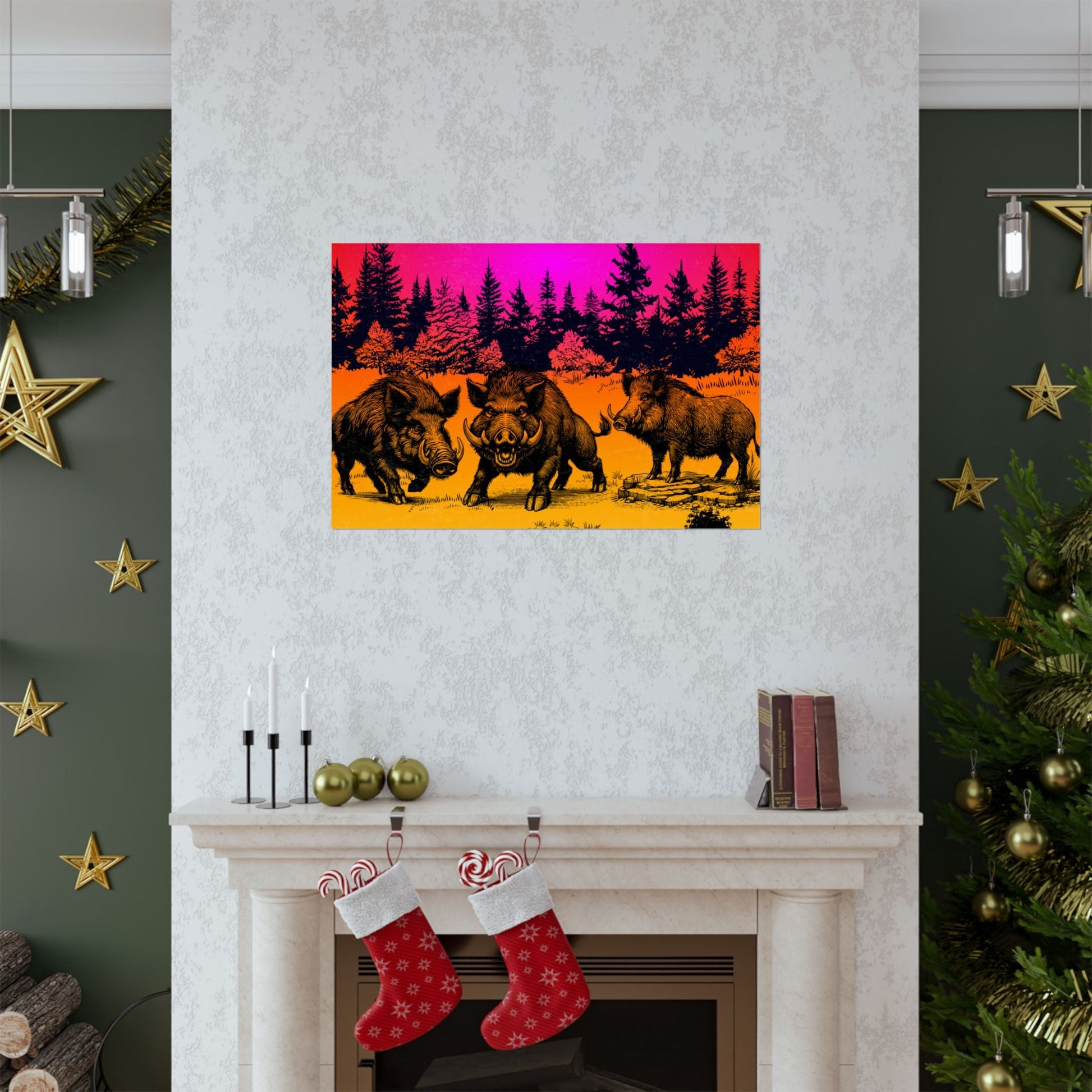 Lebendige Wildschwein Kunstdrucke, Wildtier Wanddekoration - Familientruhe