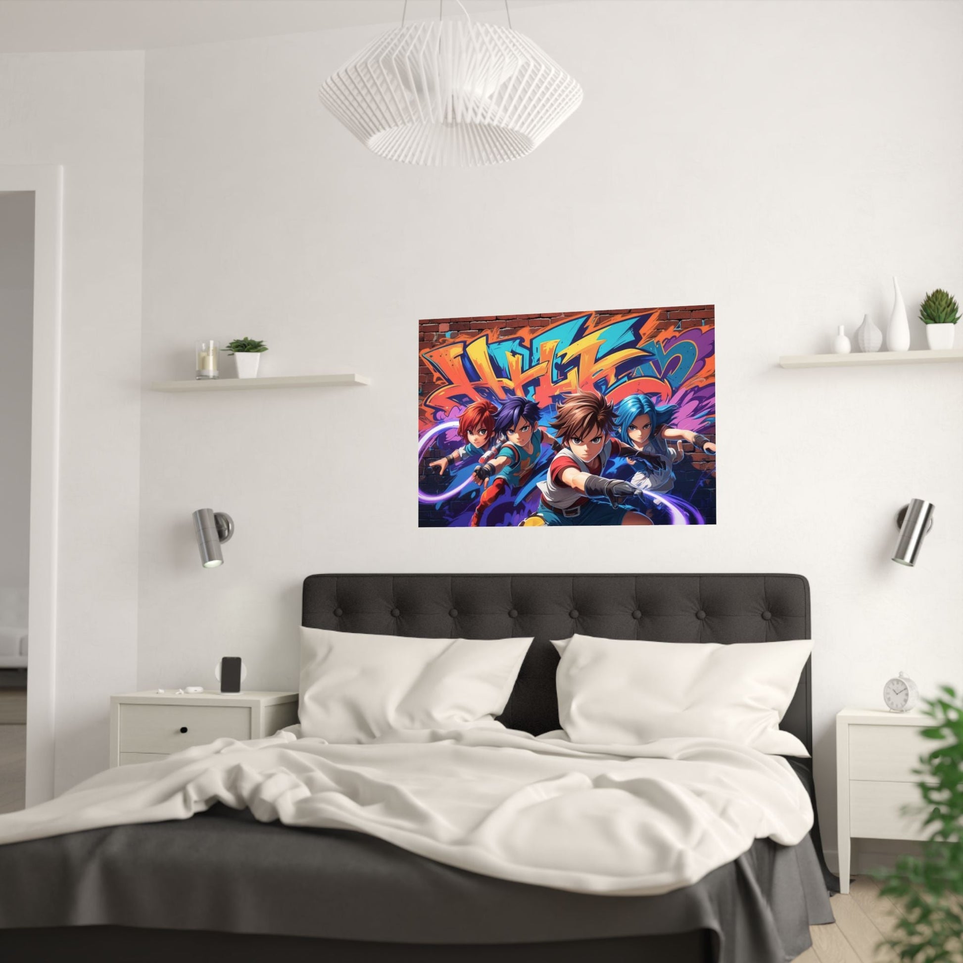 Lebendiger Satin - Wandkunstdruck, Poster im Graffiti - Stil für Gamer - Familientruhe