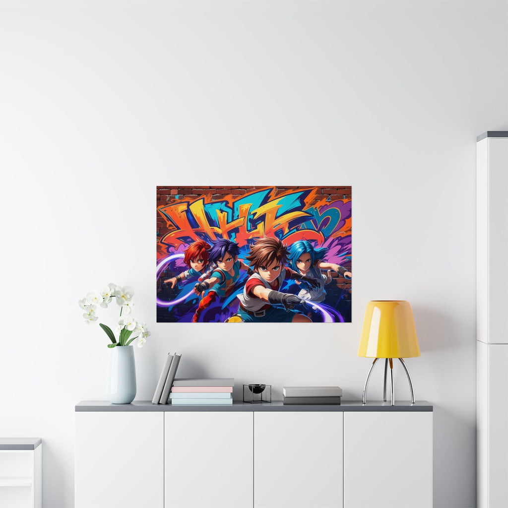 Lebendiger Satin - Wandkunstdruck, Poster im Graffiti - Stil für Gamer - Familientruhe