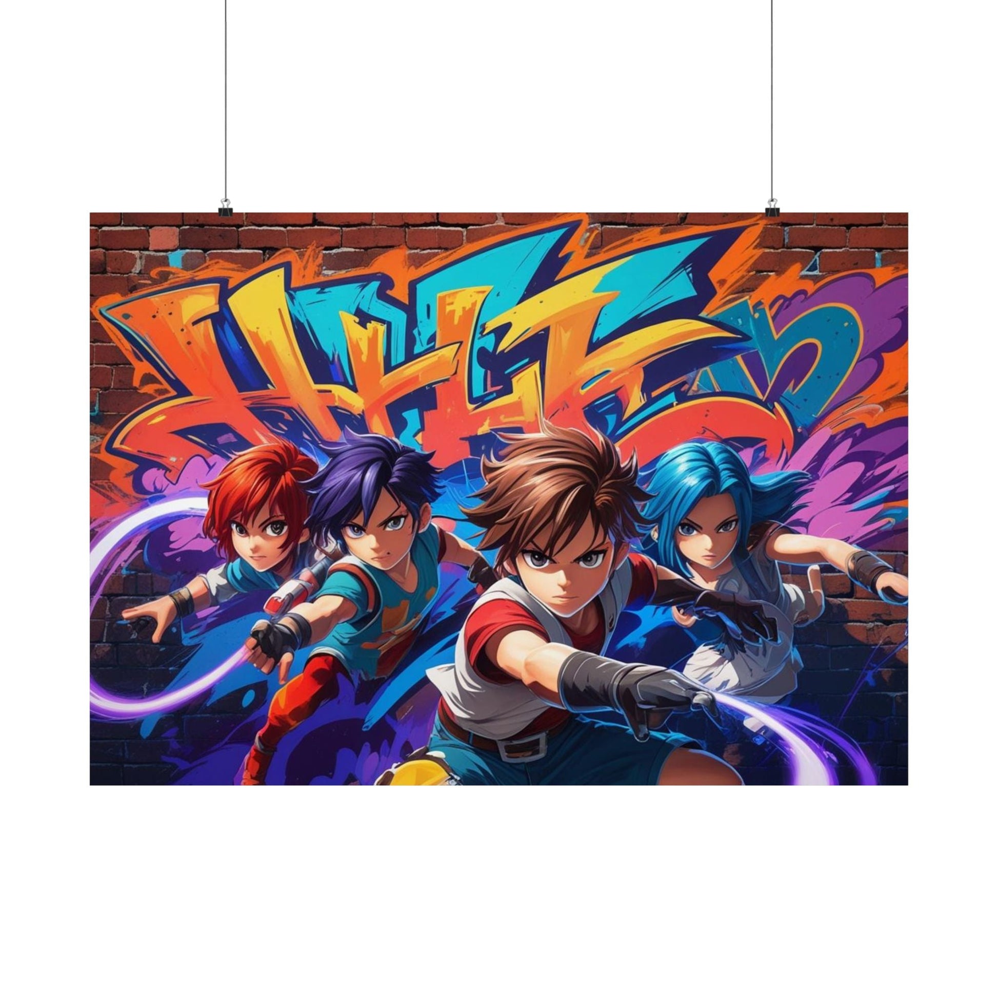 Lebendiger Satin - Wandkunstdruck, Poster im Graffiti - Stil für Gamer - Familientruhe