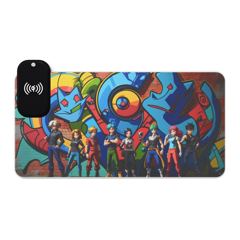 LED - Gaming - Mauspad mit kabellosem Laden, bunte Kunst, Gamer - Geschenk - Familientruhe