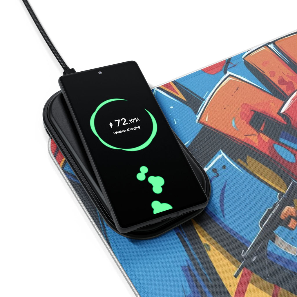 LED - Gaming - Mauspad mit kabellosem Laden – Buntes Gamer - Familientruhe