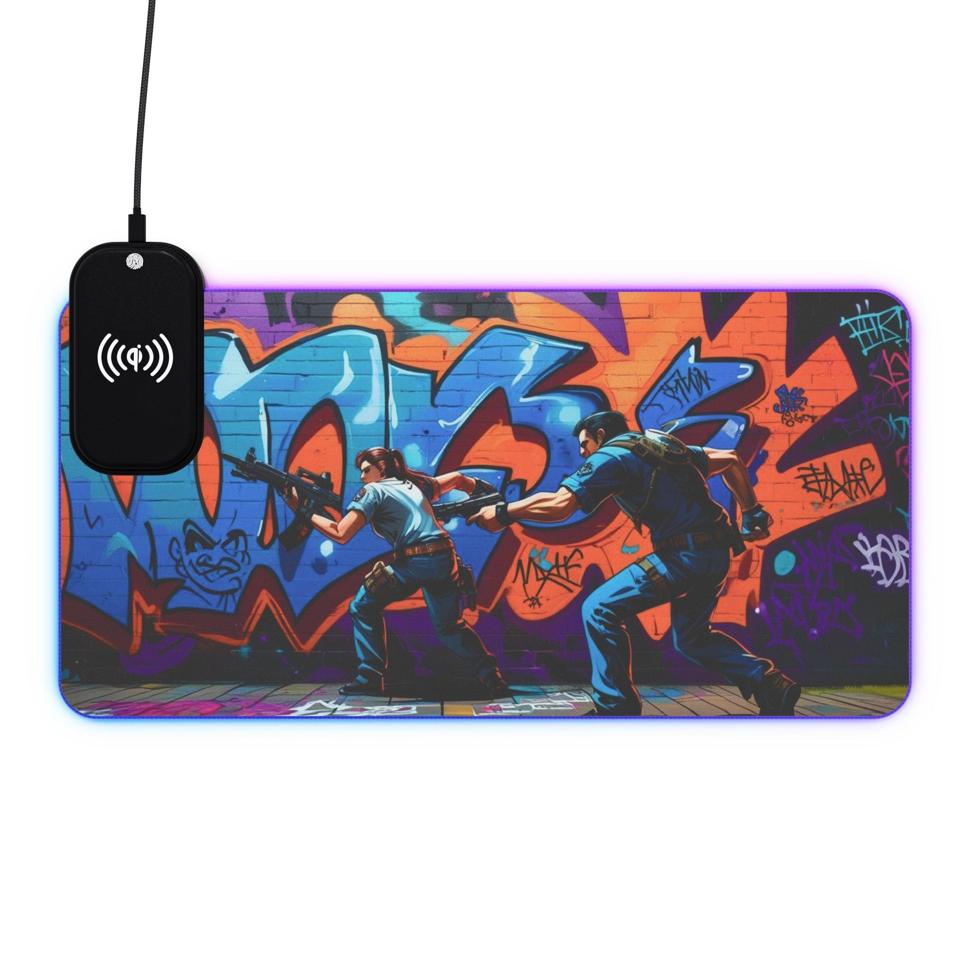 LED - Gaming - Mauspad mit kabelloser Aufladung – Bunte Gamer - Familientruhe