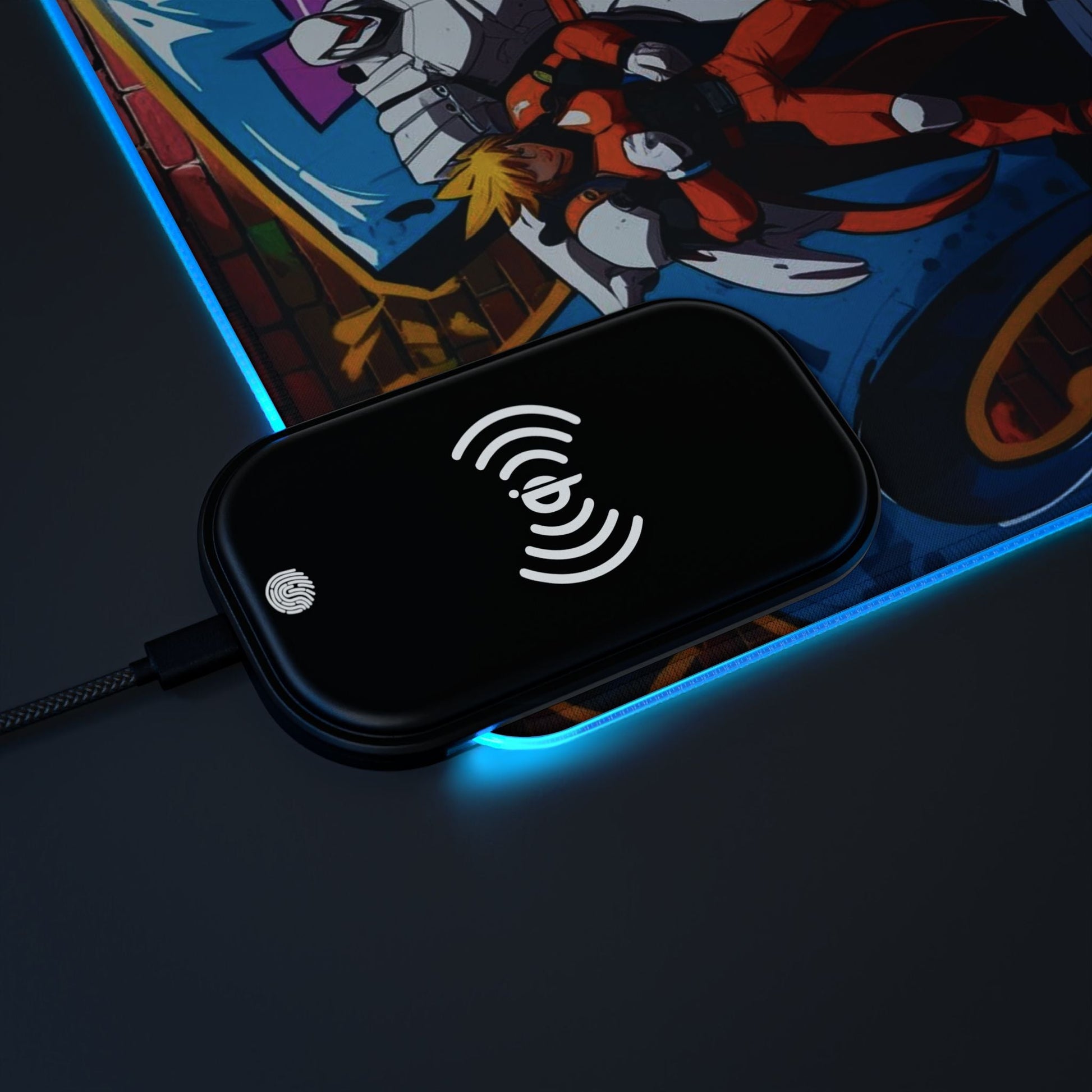 LED - Gaming - Mauspad mit kabelloser Aufladung Lebendiges Anime - Design - Familientruhe