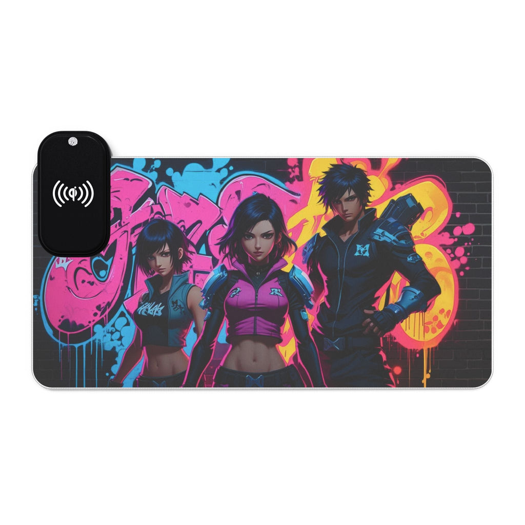 LED - Gaming - Mauspad mit kabelloser Aufladung, RGB - Leucht - Schreibtischmatte - Familientruhe