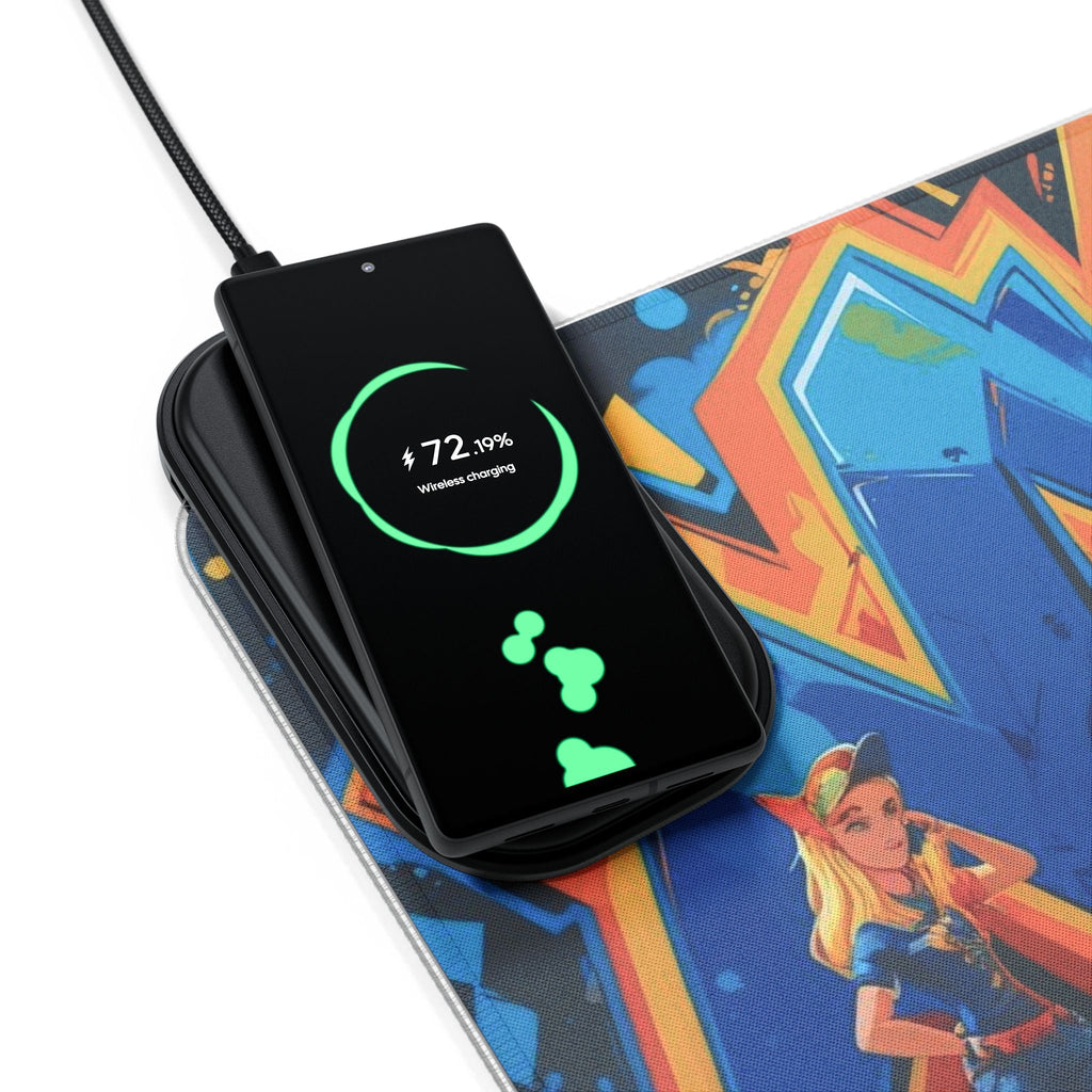 LED - Gaming - Mauspad mit kabelloser Aufladung, RGB - Schreibtischunterlage - Familientruhe