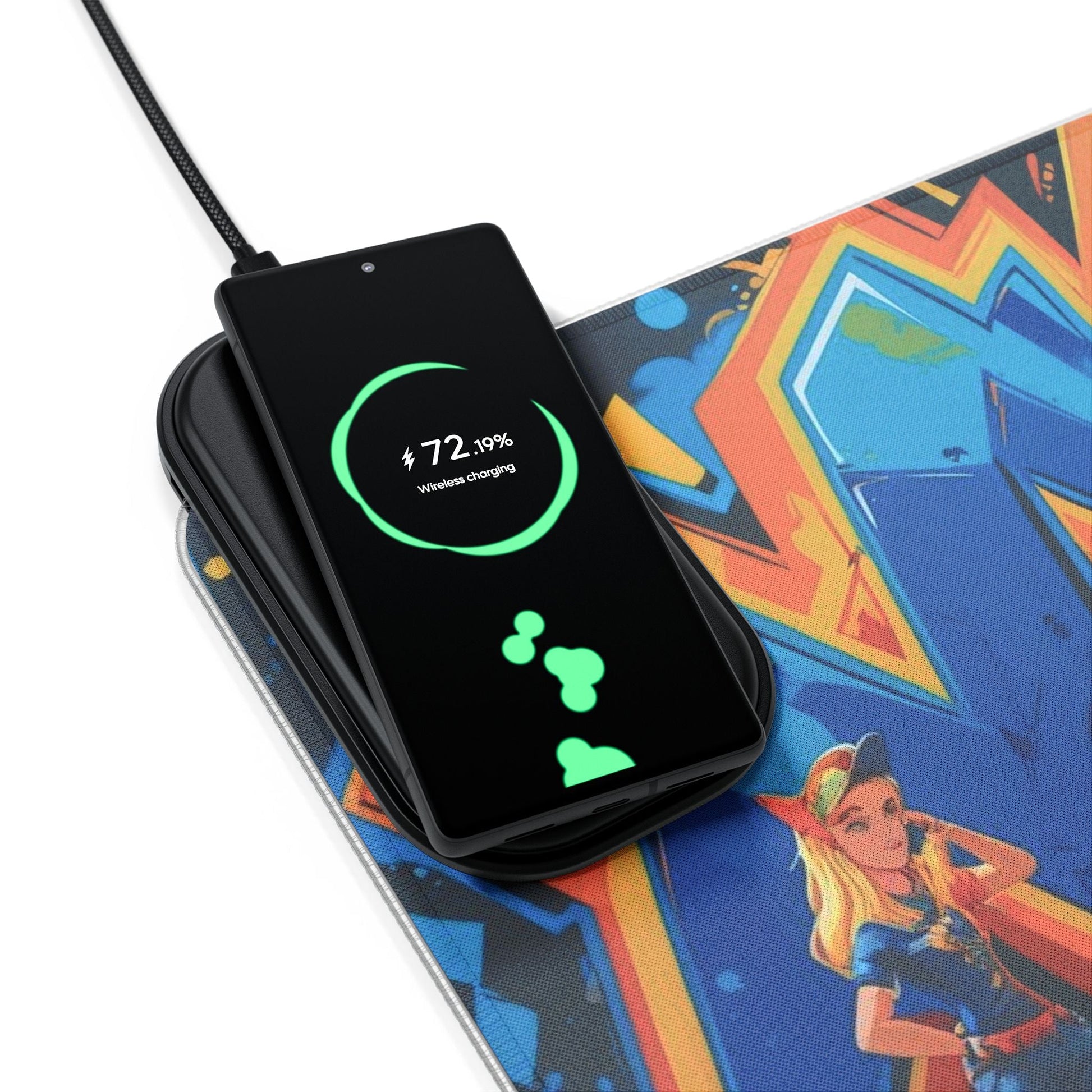 LED - Gaming - Mauspad mit kabelloser Aufladung, RGB - Schreibtischunterlage - Familientruhe