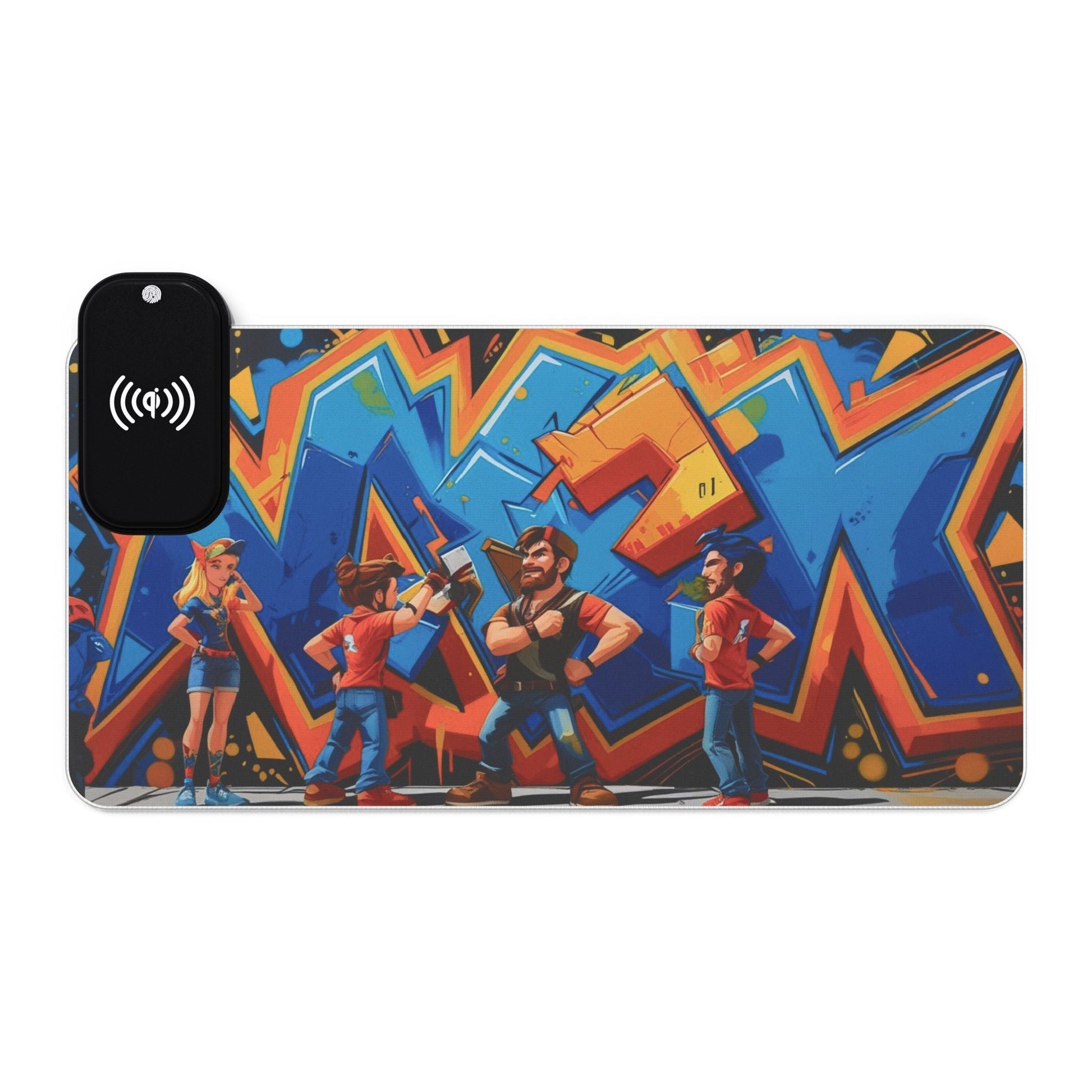 LED - Gaming - Mauspad mit kabelloser Aufladung, RGB - Schreibtischunterlage - Familientruhe