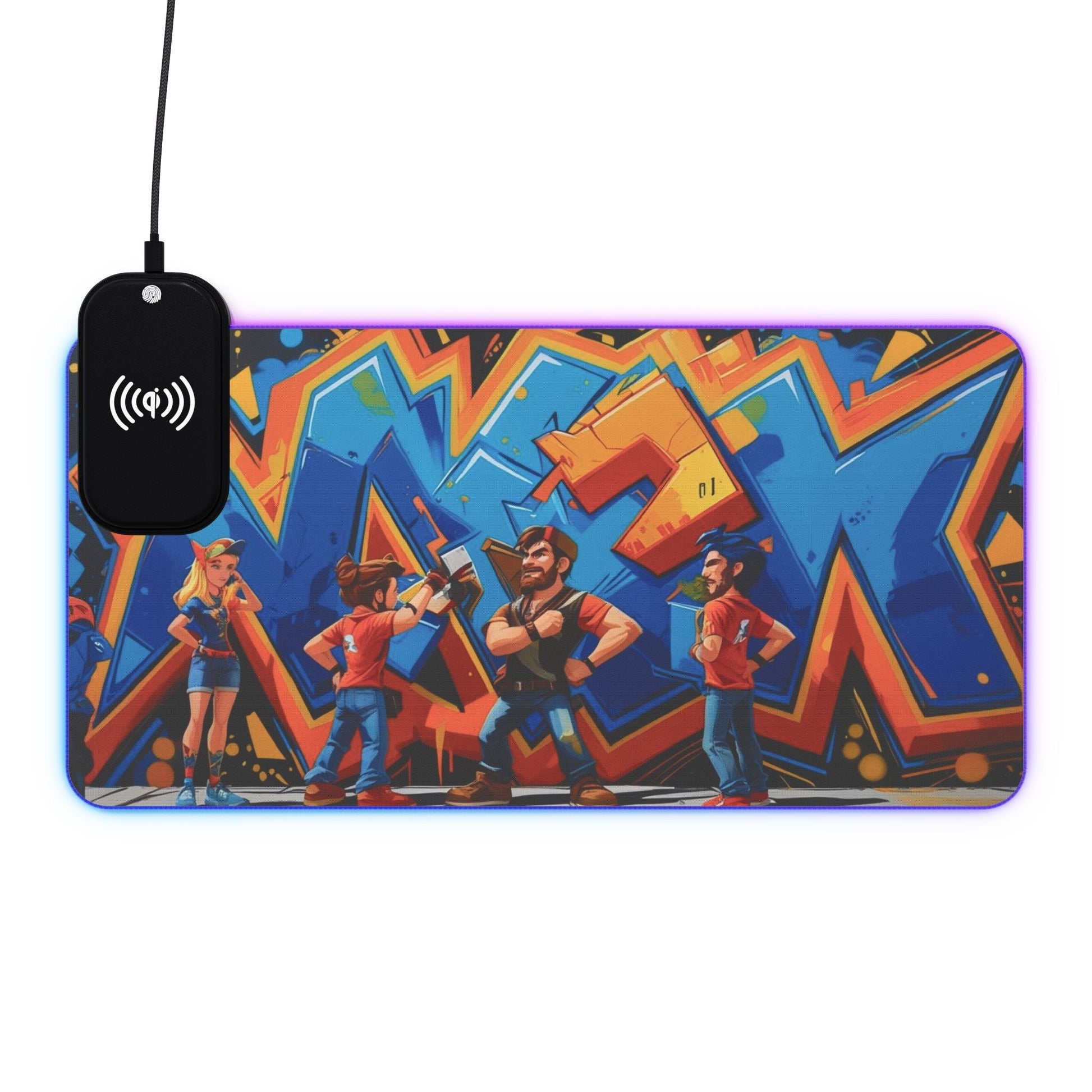 LED - Gaming - Mauspad mit kabelloser Aufladung, RGB - Schreibtischunterlage - Familientruhe