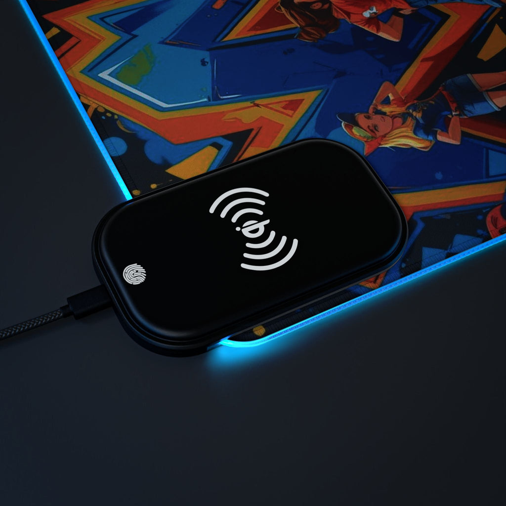 LED - Gaming - Mauspad mit kabelloser Aufladung, RGB - Schreibtischunterlage - Familientruhe