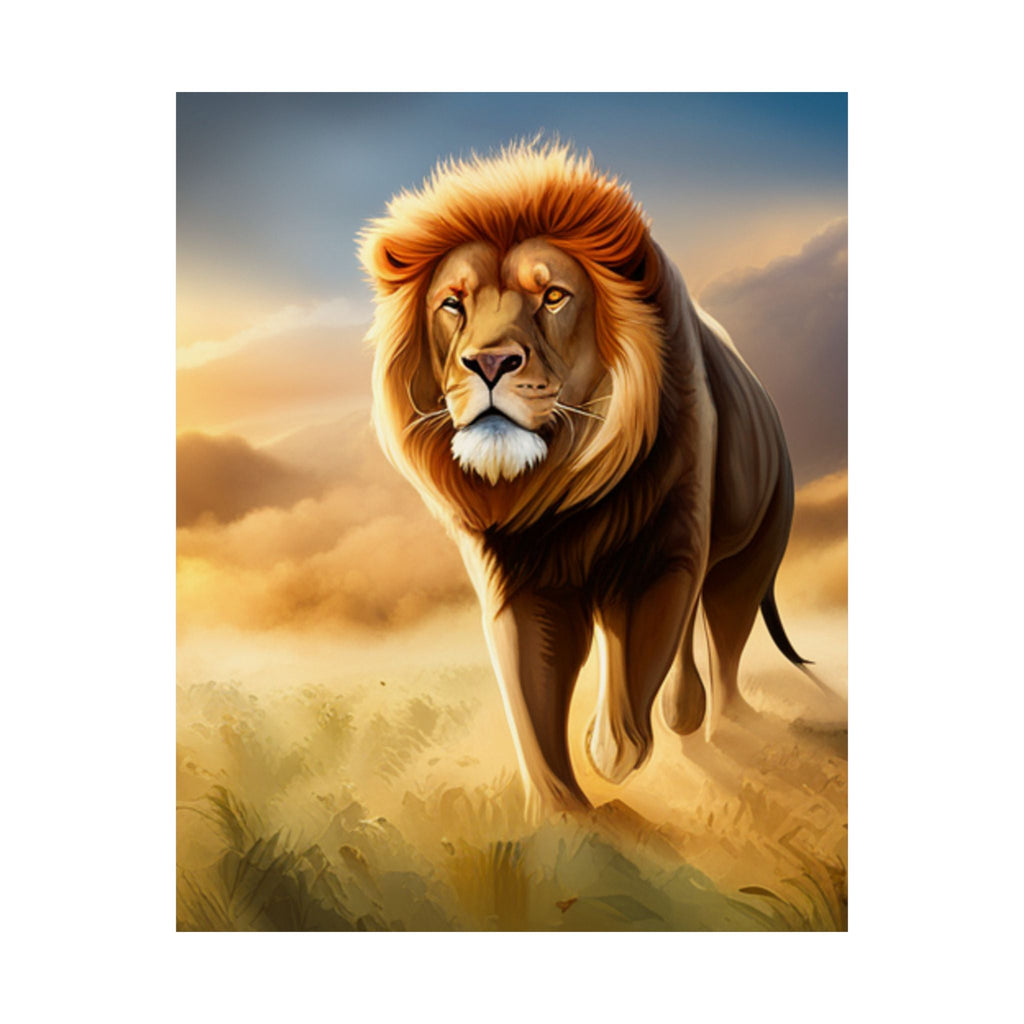 Majestätisches Löwe Satin Poster, Art Deco, Wandkunst - Familientruhe