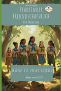 Pfadfinder Freundschafsbuch für Mädchen Cover mit Pfadfinderinnen im Freien.