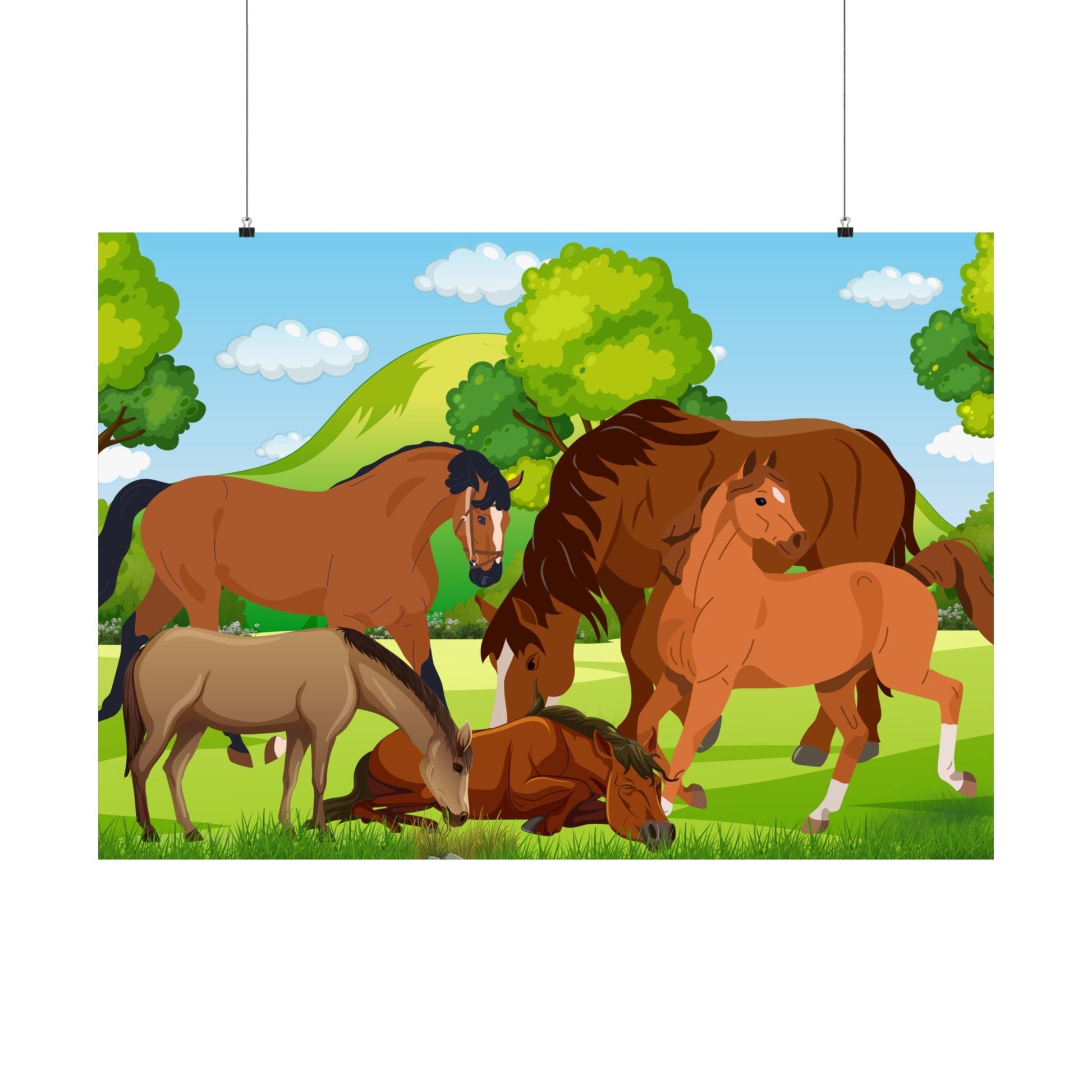 Pferde Kunst Satin Poster, Pferde Dekor - Familientruhe