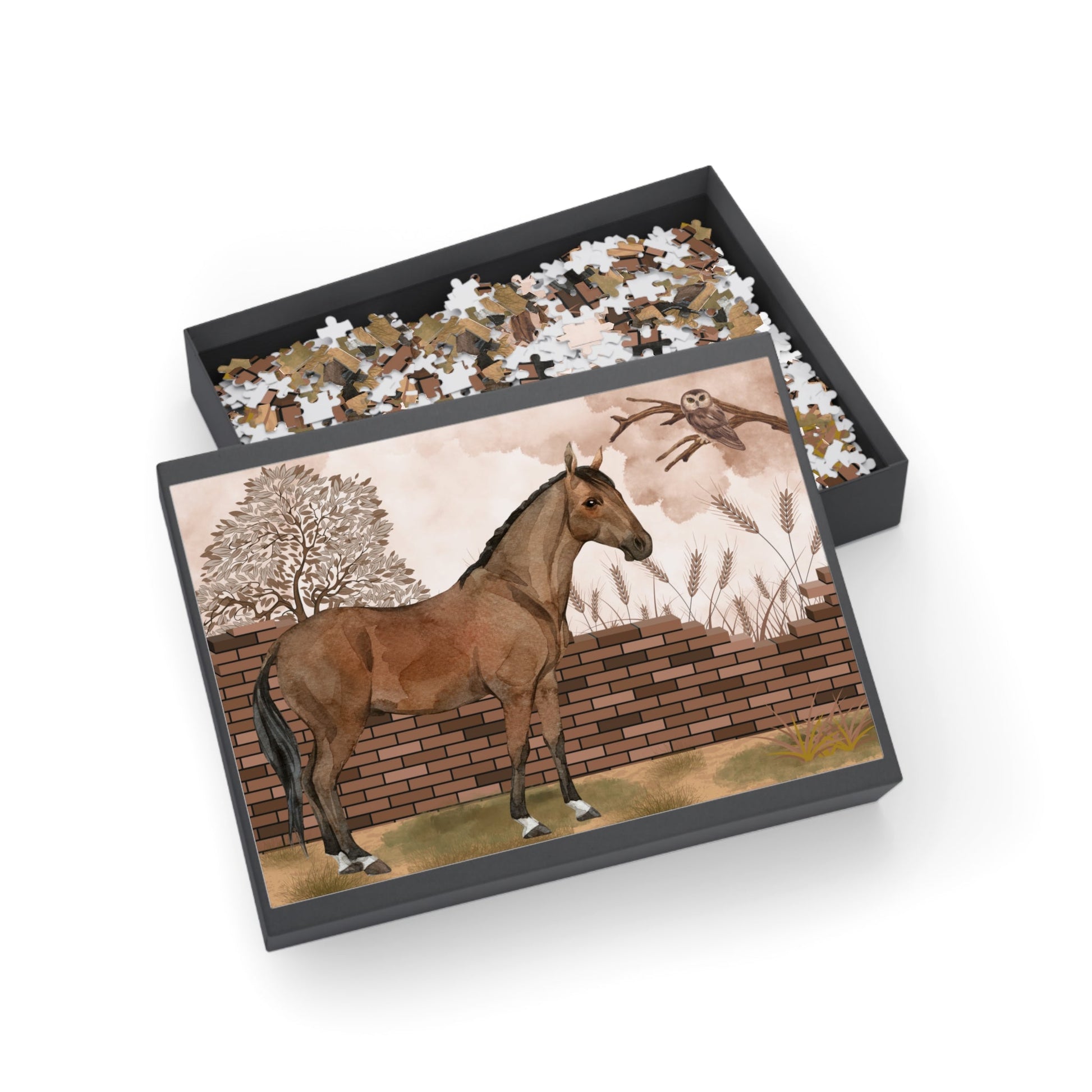 Pferde - Puzzle Kunst 1000 Teile, Pferdedekor, Geschenk für Tierliebhaber - Familientruhe