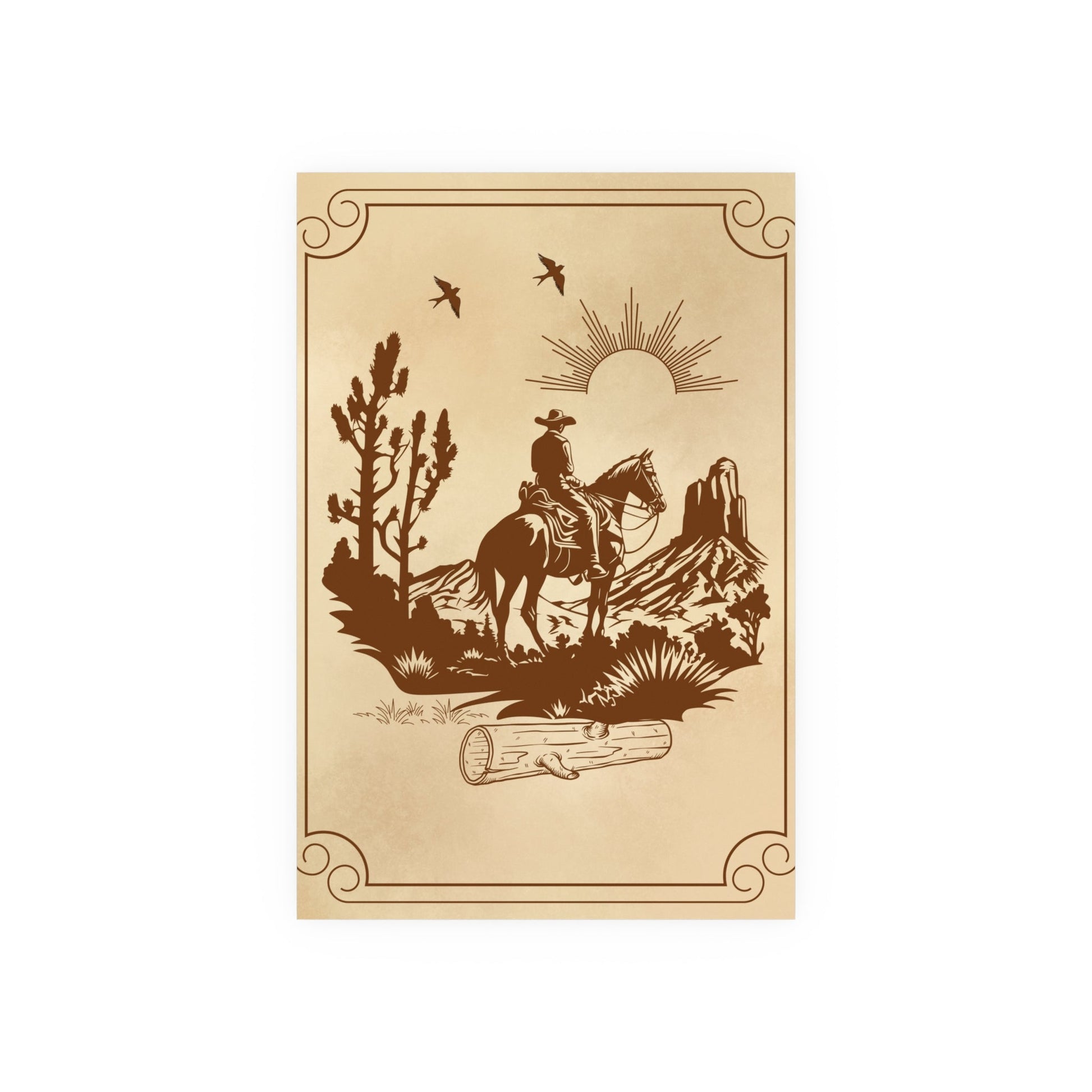 Poster Cowboy reitet durch die Prärie - Familientruhe