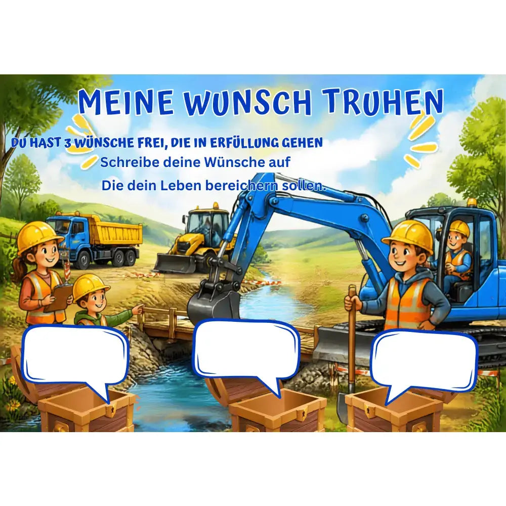 Poster für deine Wünsche- Bagger Arbeiter im Einsatz am Graben Digital