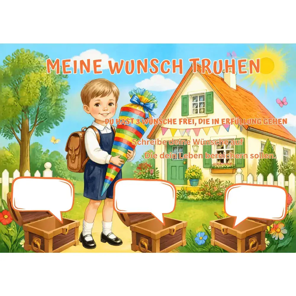 Poster für deine Wünsche-ein Junge mit eine Schultüte Digital