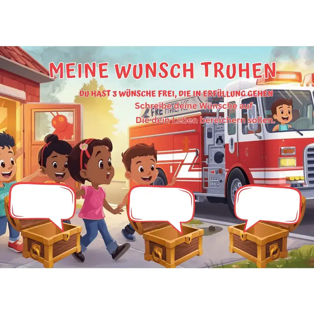 Poster für deine Wünsche- Feuerwehr in Einsatz mit Kinder Digital