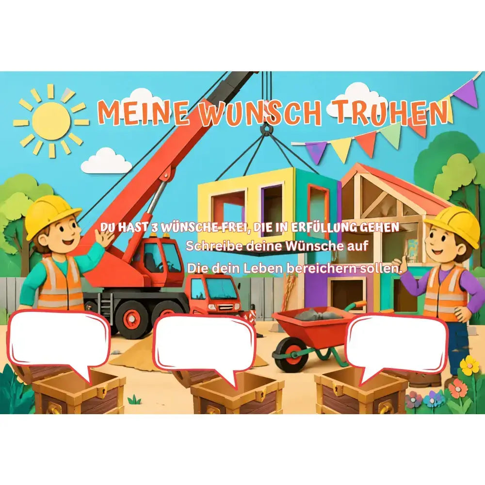 Poster für deine Wünsche-Hausbau mit dem Kran Digital