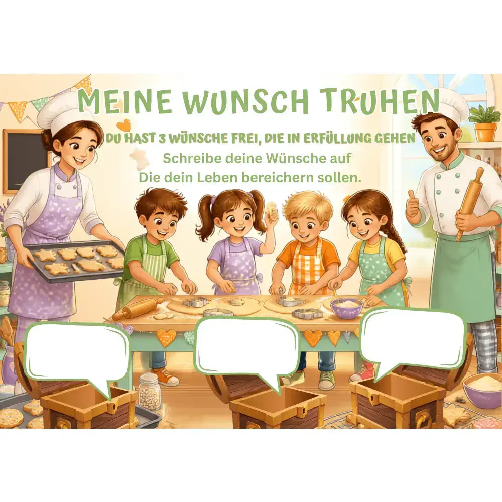Poster für deine Wünsche-Kinder backen Plätzchen Digital
