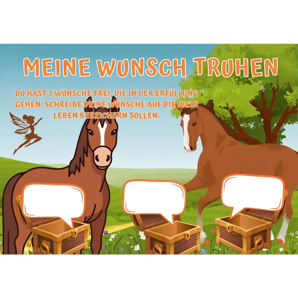Poster für deine Wünsche- Kinder zwei Pferde Digital