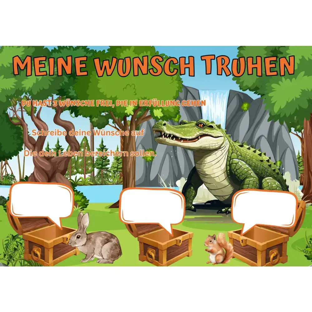 Poster für deine Wünsche-Krokodil Hase Eichhörnchen Digital