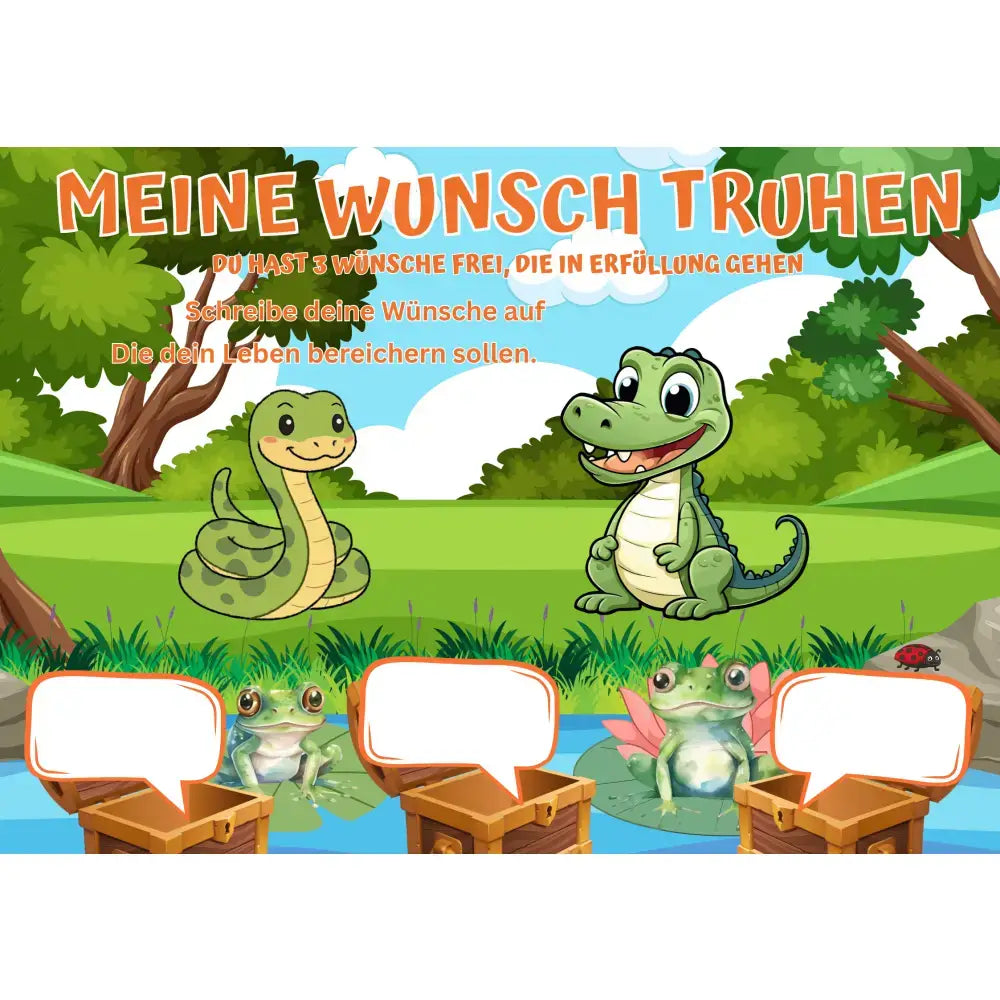 Poster für deine Wünsche-Krokodil Schlange Frösche am See