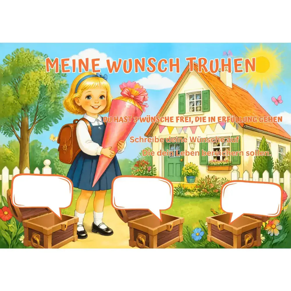Poster für deine Wünsche- Mädchen mit einer Schultüte Digital
