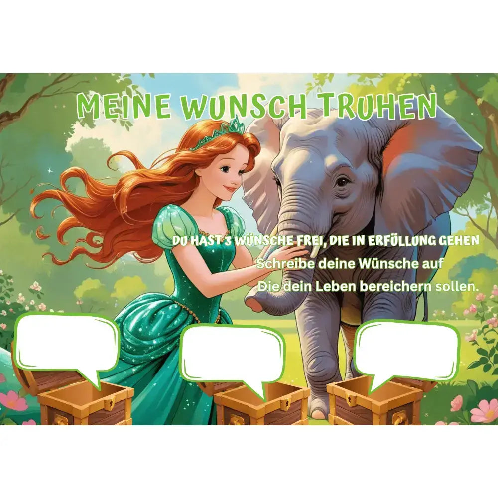 Poster für deine Wünsche-Prinzessin mit einen Elefant Digital