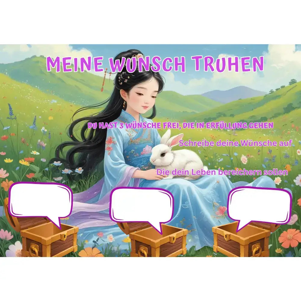 Poster für deine Wünsche-Prinzessin streichelt einen Hasen Digital