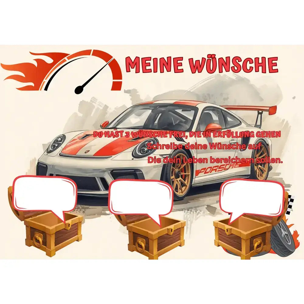 Poster für deine Wünsche-Sportwagen in Weis und Rote streifen Digital