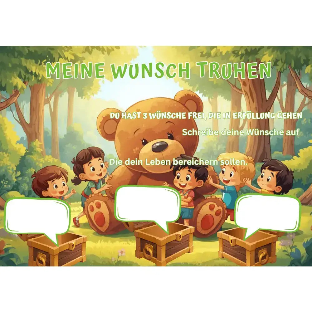 Poster für deine Wünsche-Teddybär mit Kinder Digital