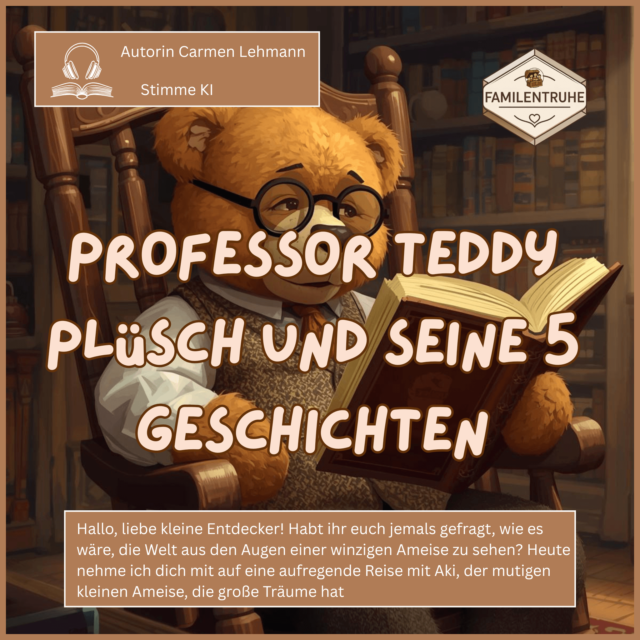 Hörbuch Professor Teddy Plüsch und seine 5 Geschichten, eine zauberhafte Geschichte mit einem cleveren Teddybär.