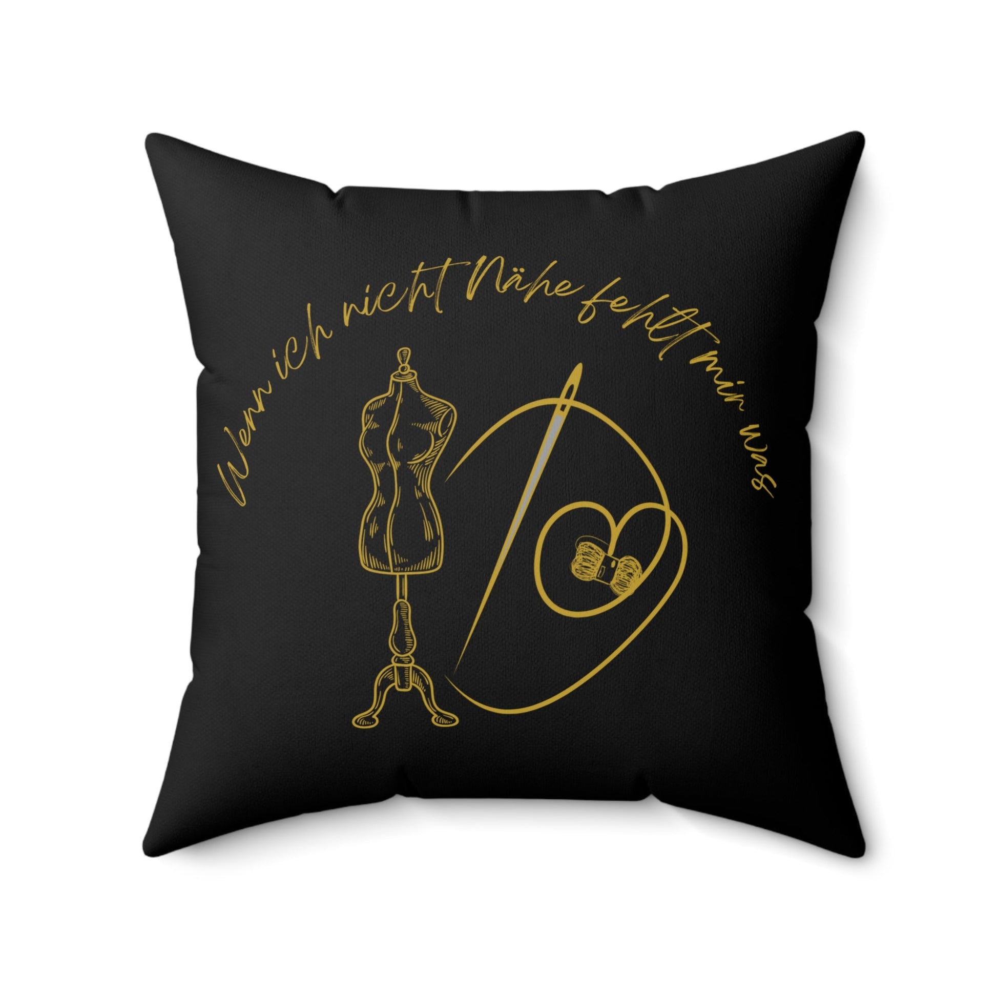 Quadratisches Kissen aus gesponnenem Polyester Motiv Nähen - Familientruhe