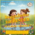 Regenlieder für Kinder mit 10 Songs Nummer 1 - fröhliche Kinder im Regen, Symbol für Spaß und Musik.