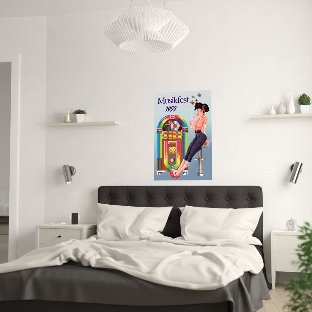 Retro Musik Festival Poster, Vintage Jukebox Kunstdruck - Familientruhe