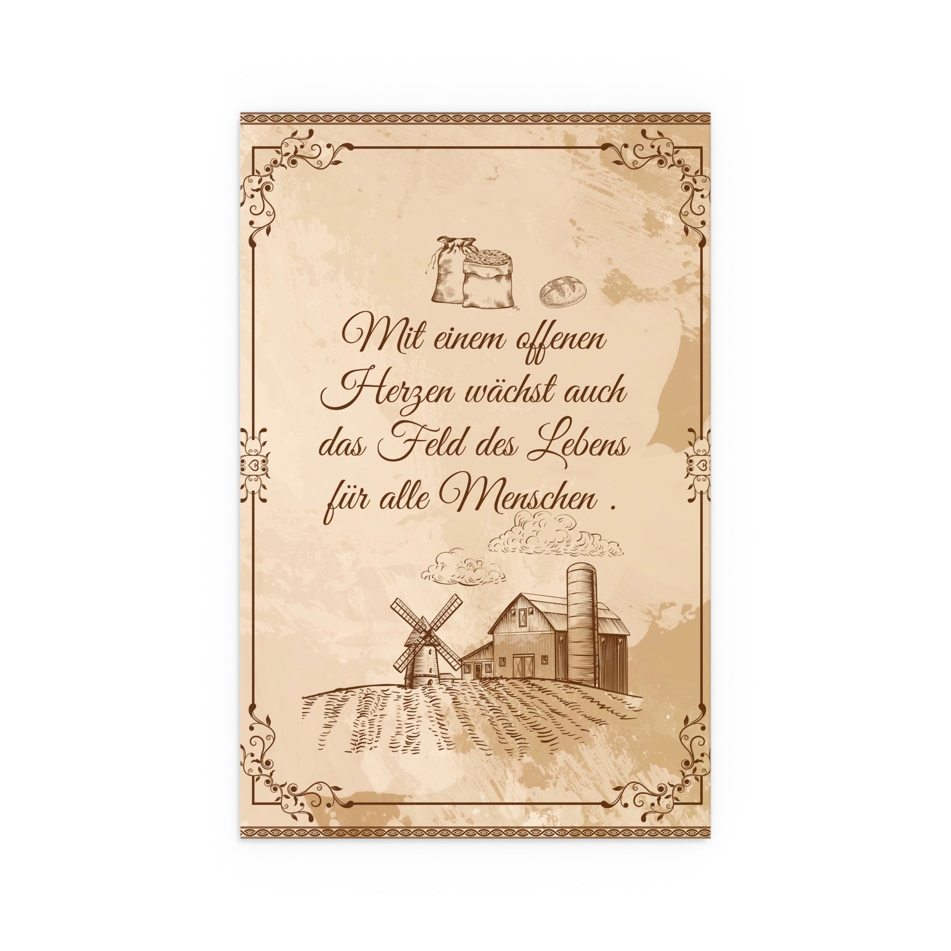 Rustikaler Seidenposterdruck, Vintage Bauernhaus Dekor - Familientruhe