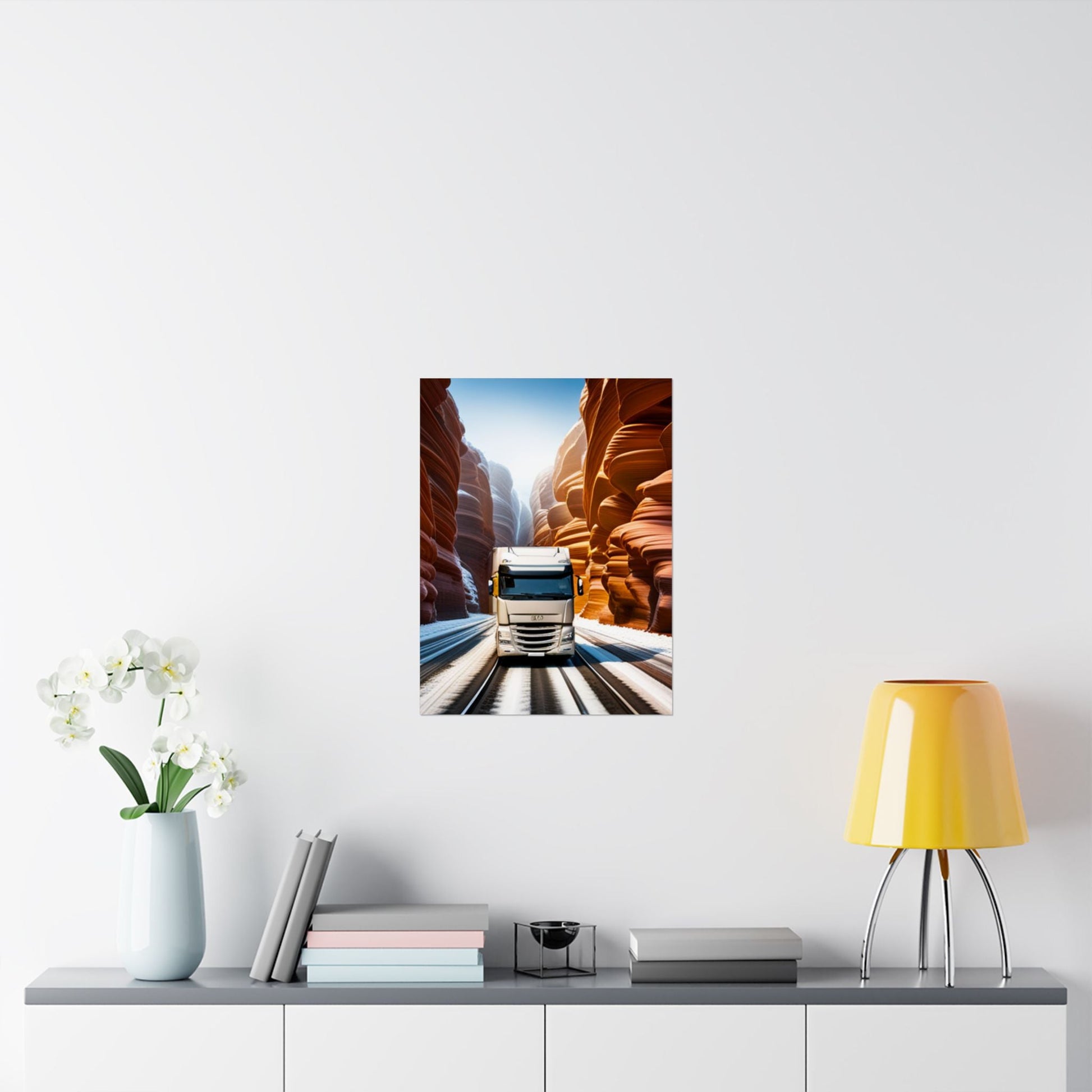 Satin Poster Kunst, Truck Landschaft Wanddekoration - Familientruhe