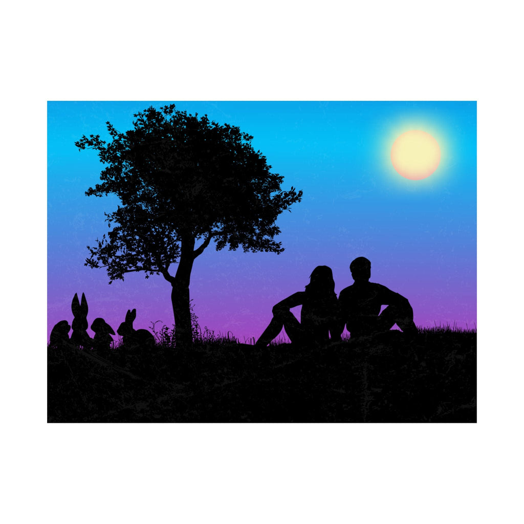 Silhouette Paar Satin Poster, Romantische Wandkunst - Familientruhe