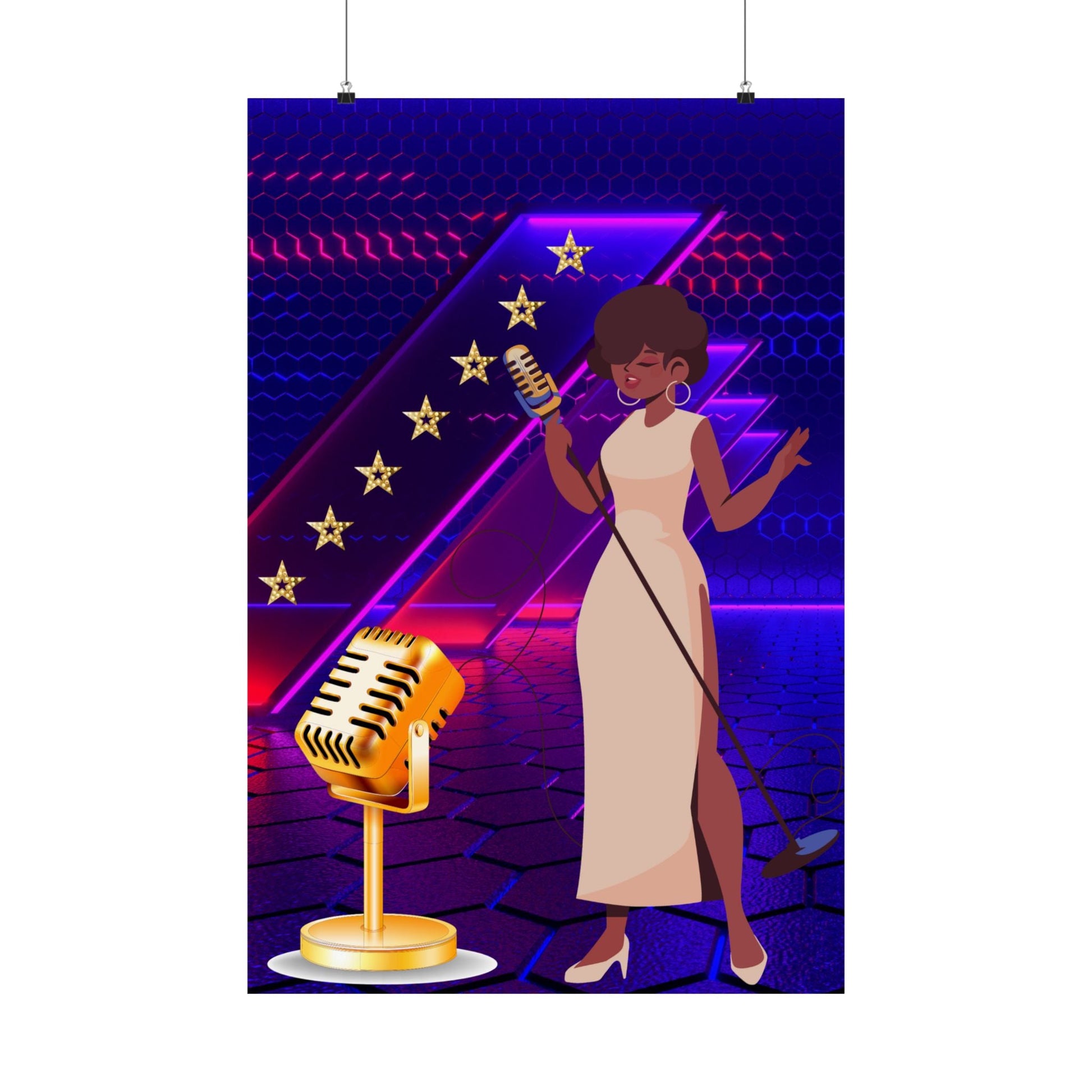 Stilvolles Satin Poster, Vintage Musik Dekor, Wandkunst für Musikliebhaber - Familientruhe