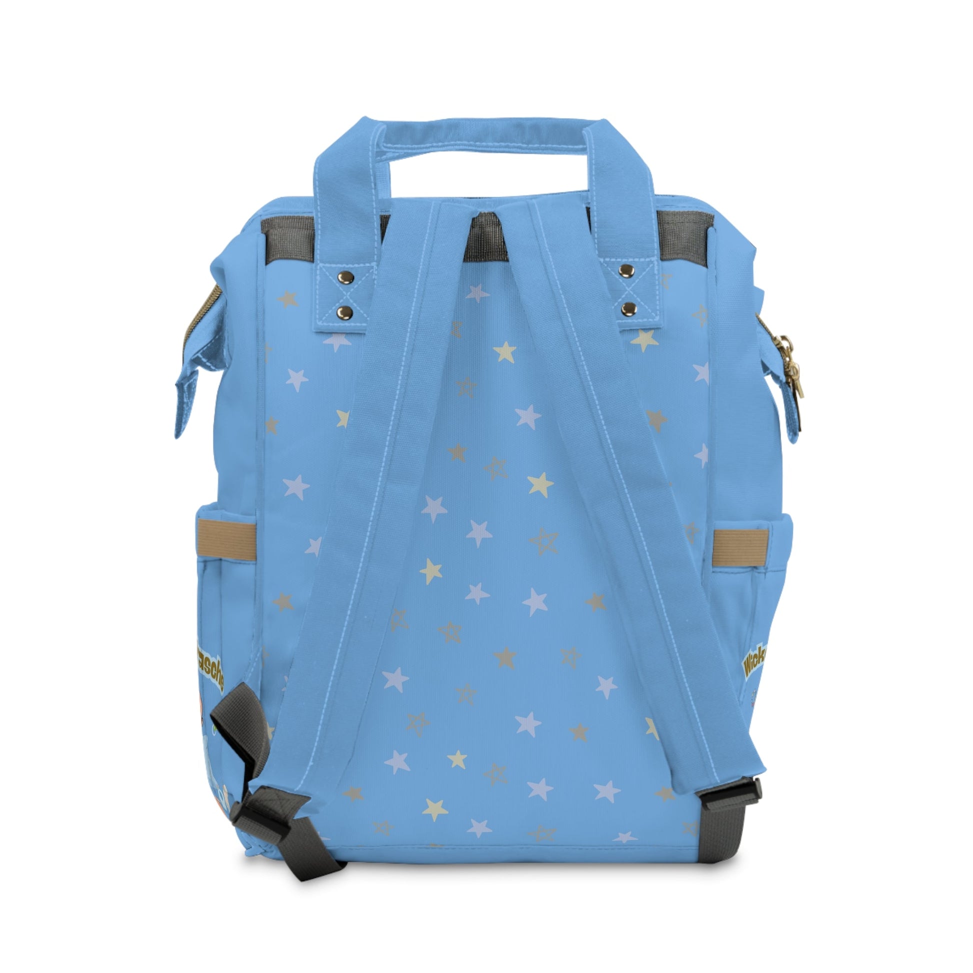 Stylischer multifunktionaler Wickelrucksack für trendige Eltern - Blau mit Sternen - Design - Familientruhe